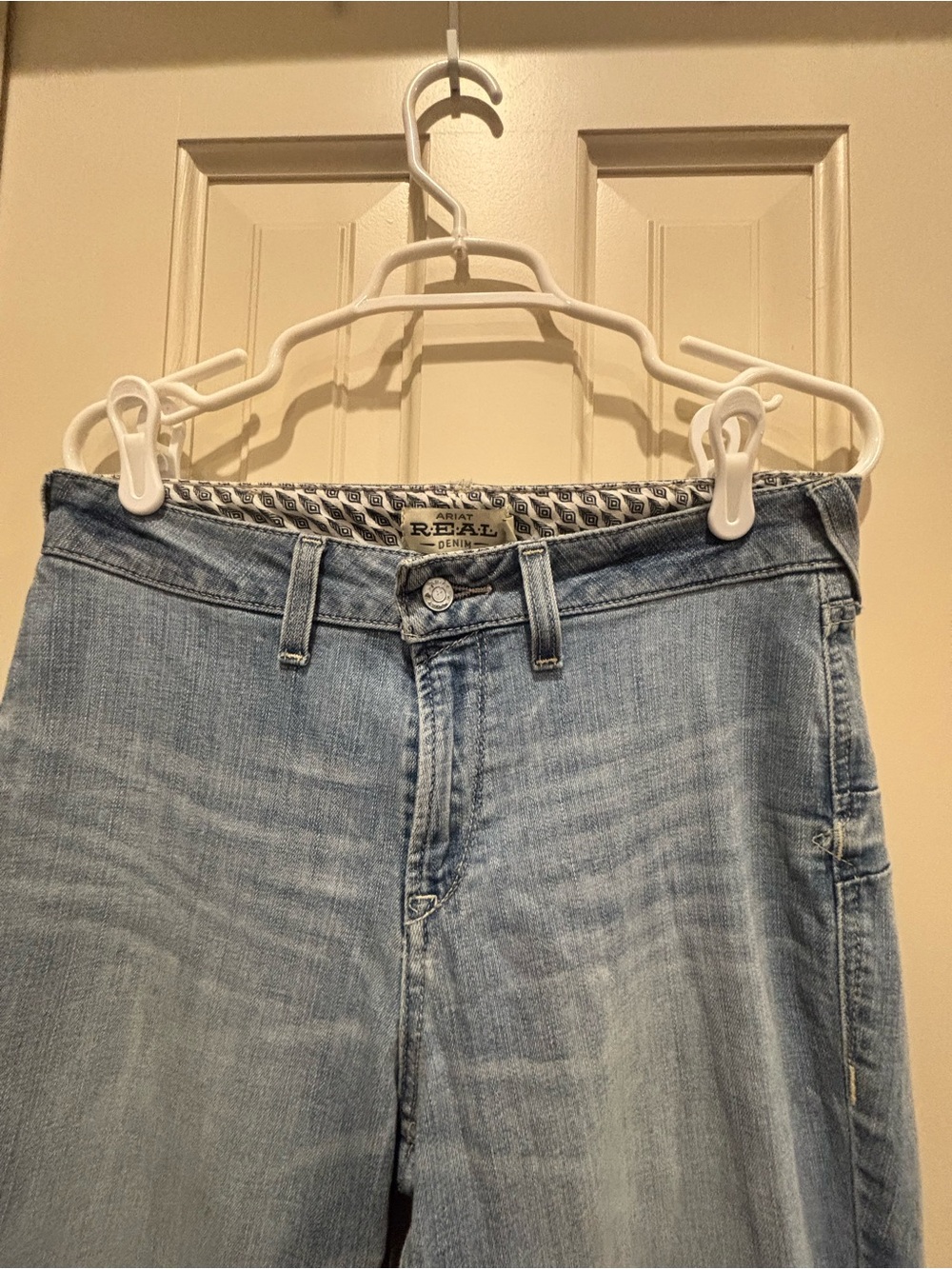 Ariat Light Blue Flare Jeans with Raw Hem - Picture 2 of 2